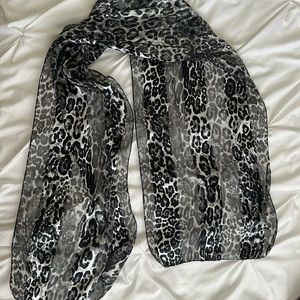 Sheer cheetah print black and white scarf
